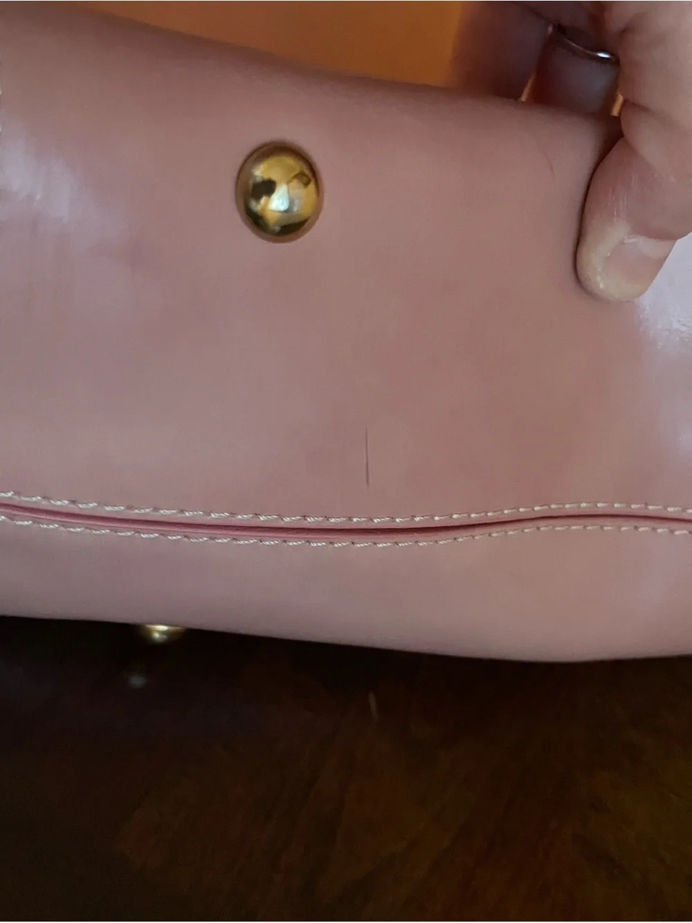 Alberta Di Canio Blush Pink Tote with Gold Accent - Picture 14 of 16